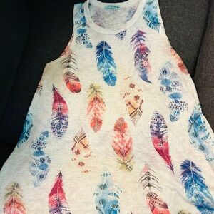 P.S. Kate White Feather Print Tank Top